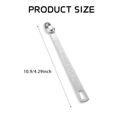 4 PCS 1/16 Teaspoon (1/16 Tsp | 0.33 mL | 0.33 cc) Single Measuring Spoon, Stainless Steel 1/16 Tsp Small Measuring Spoon Mini Measuring Spoons