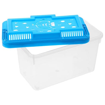 Portable Plastic Aquarium Tank with Blue Turtle Pattern, Medium-Sized Handheld Fish Breeder Box Suitable for Betta Fish, Turtles, and Small Reptiles Transport