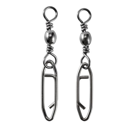 High Strength Fishing Swivels Stainless Clips Steel Snap Swivels Barrel Connector Saltwater Swivel Fishing Rolling Black Nickel - size: Size 4+M (57lb) 50 pcs