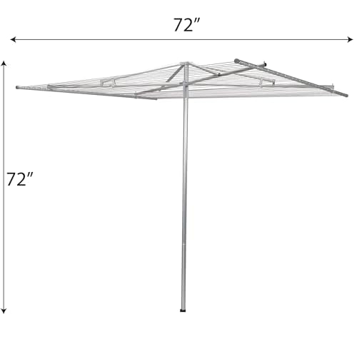 Household Essentials 17130-1 Rotary Outdoor Umbrella Drying Rack | Aluminum | 30-Lines with 210 ft. Clothesline,Silver - size: 84.0"L x 72.0"W x 72.0"H