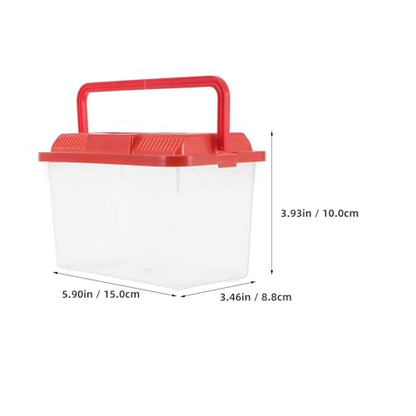 POPETPOP Plastic Turtle Transport Container and Small Animal Carrier with Handle, Medium Fish Tank for Betta Fish, Gecko Tank, and Reptile Breeding – Portable Aquarium for Pet Travel