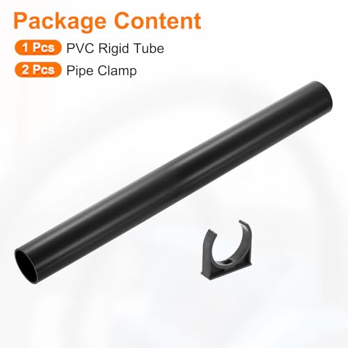 uxcell PVC Rigid Tube, 500mm Length Round Pipe Tubing, 45.2mm ID 50mm OD Plastic Tubes with Clamp for Aquarium, Water Cooling System, Cable Sleeve, Dark Gray - color: Dark Gray, size: 500mm x 45.2mm x 50mm