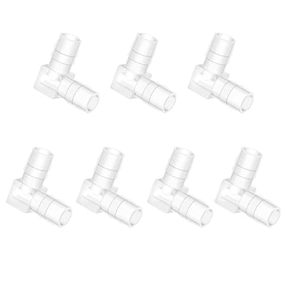 5/32" Hose Barb 90 Degree Elbow L Fitting, Plastic 2 Way Equal Barbed Joint Splicer Mender Union Adapter Hose Fitting (Pack of 7) - size: 5/32" (7Pcs)