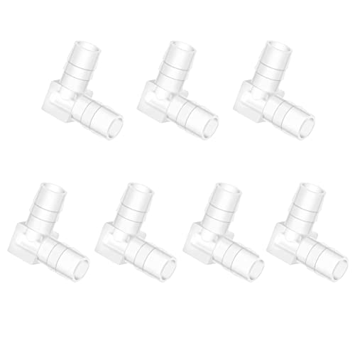 5/32" Hose Barb 90 Degree Elbow L Fitting, Plastic 2 Way Equal Barbed Joint Splicer Mender Union Adapter Hose Fitting (Pack of 7) - size: 5/32" (7Pcs)