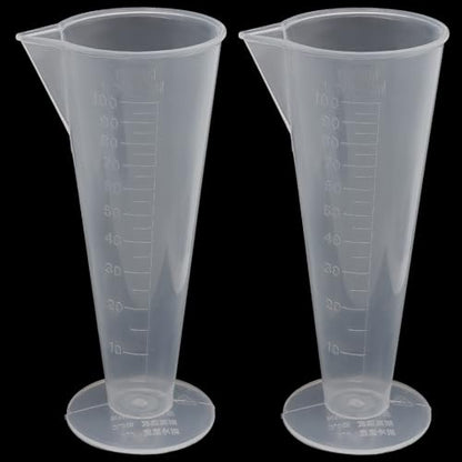 Waziaqoc 2 Pack 100ml/3.4oz Clear Plastic Graduated Measuring Cup with Cone Shape for Accurate Kitchen, Laboratory, Cooking & DIY Projects