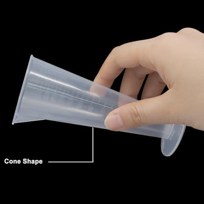Waziaqoc 2 Pack 100ml/3.4oz Clear Plastic Graduated Measuring Cup with Cone Shape for Accurate Kitchen, Laboratory, Cooking & DIY Projects
