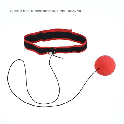 Boxing Reflex Ball, Bouncy Boxing Head Ball, Rubber Reflex Training Balls with Adjustable Black Headband for Speed and Hand Eye Coordination Training, Red Balls, 90g