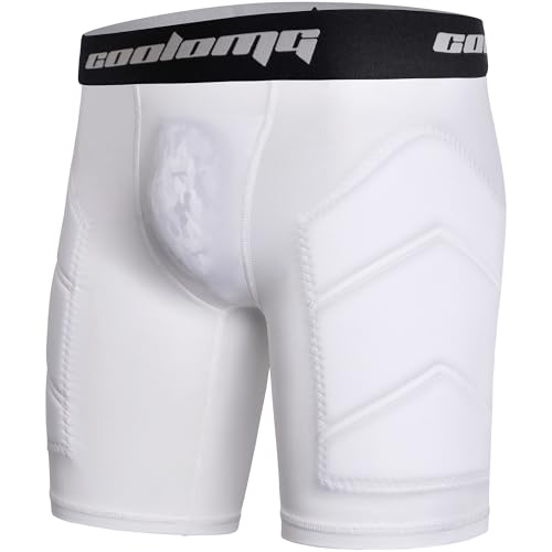 COOLOMG Youth Boys Baseball Sliding Shorts with Cup Pocket - color: White(no cup), size: Large