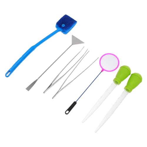 7pcs Aquarium Cleaning Tool Kit Fish Tank Maintenance with Tweezers Net and Brushes for Easy Daily Care Safe for All