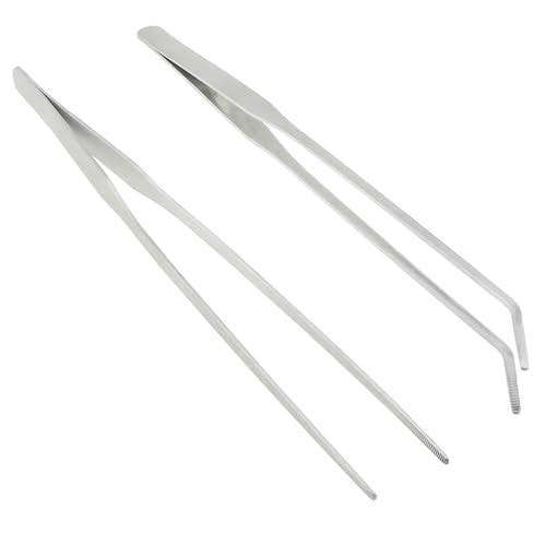 2PCS Aquarium Tools 27cm Extended Aquatic Plant Tweezer Stainless Steel Brushed Aquatic Plant Clip for Medical Use Sewing Gardening