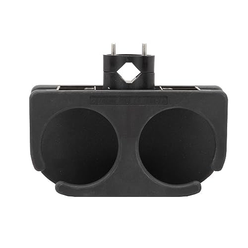 Extreme Max 3005.5689 Adjustable 2-Drink Mug Cup & Can Holder for Horizontal and Vertical Round Pontoon Rails - Black