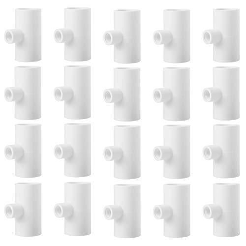 20 Pack Chicken Waterer PVC Tee Fittings - Fully Automatic for Threaded Chicken Waterer Nipples/Cups/Feeders/Poultry Water Drinker, White