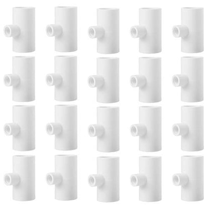 20 Pack Chicken Waterer PVC Tee Fittings - Fully Automatic for Threaded Chicken Waterer Nipples/Cups/Feeders/Poultry Water Drinker, White