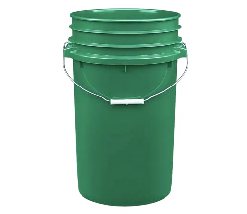 7 Gallon Large Green Food Grade - BPA Free- Made in USA Bucket Pail Container with Black Screw On Gasket lid (Pack of 2)