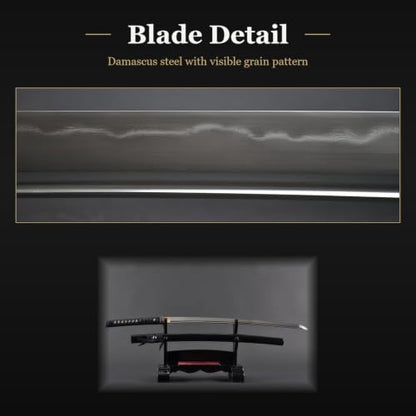 Hand Forged 1045 Heat-Tempered Katana, Full Tang Sword - color: Bamboo
