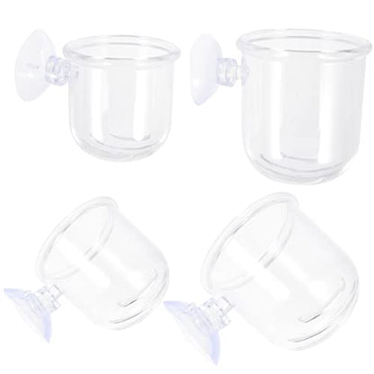 HANABASS 4Pcs Fish Tank Feeder Cups Removable Worm Feeders with Suction for Aquarium for Red Brine Shrimp Tropical Fish Durable Easy to Install