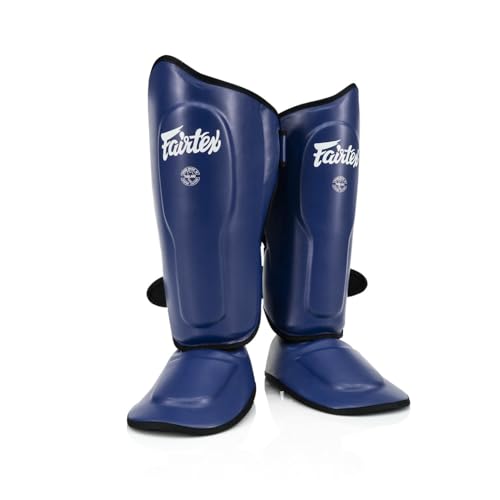 Fairtex SP9 Ultra Ergo Shin Guard Durable Syntek Leather Muay Thai Shin Pad - color: Blue, size: Medium