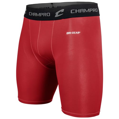 CHAMPRO Youth Polyester/Spandex Lightning Compression Shorts - color: Scarlet, size: Medium