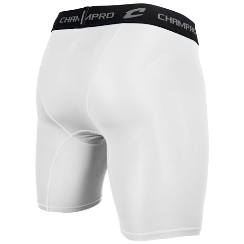CHAMPRO Youth Polyester/Spandex Lightning Compression Shorts - color: White, size: Small