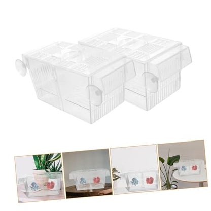 Toyvian 4PCS Double-Layer Self-Floating Betta Fish Breeding Box Incubator for Fish Fry Easy Observation Space-Saving Isolation Tank