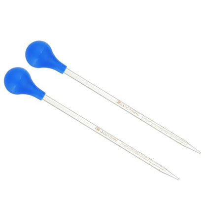 PATIKIL Graduated Dropper Pipettes Kit, 2pcs 2ml Borosilicate Glass Pipette with Rubber Cap for Transfer Liquid for Lab, Chemistry, Clear, 7.9" - size: 2ml