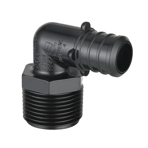 5-Pack EFIELD Poly PPSU Barb Crimp Pex 3/4 X 3/4" Male NPT Elbow Adapter Fittings, ASTM F2159 (3/4"x3/4"),(PPSU1807106) - size: 3/4"X 3/4" P5, style: Male Elbow