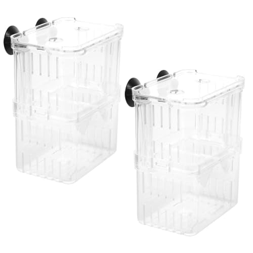 Abaodam 2Pcs Fish Breeding Box with Suction Cups Aquarium Isolation Case for Safe Acclimation and Separation of Juvenile Fish Tank