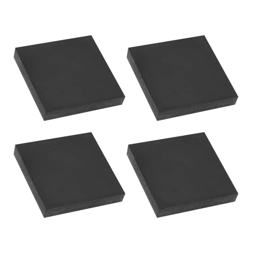 PATIKIL Rubber Solid Anti-Vibration Pads, 4 Pcs 60mm x 10mm Thick Rubber Square Washers Multi-Purpose Gasket Pad Bushings Spacer for HVAC Compressor Air Conditioner, Black