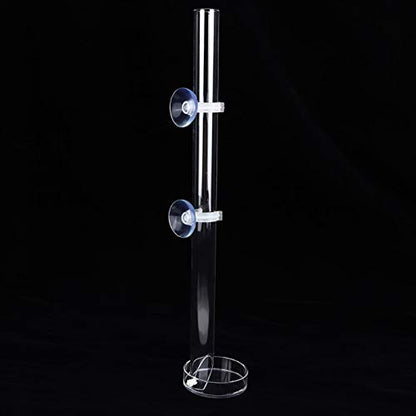Aquarium Feeder, Acrylic Transparent Fish Feeding Tube with Tray Aquarium Fish Shrimp Feeder with Fixing Bracket Suction Cups(20cm)