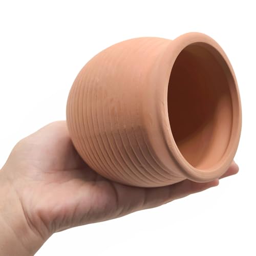 M2cbridge Pottery Ceramic Jar Natural Clay Vase for Cichlid Small Fish Shrimp Aquarium Decor to Play Hide Breed Habitat (Red Pots, 2pcs)