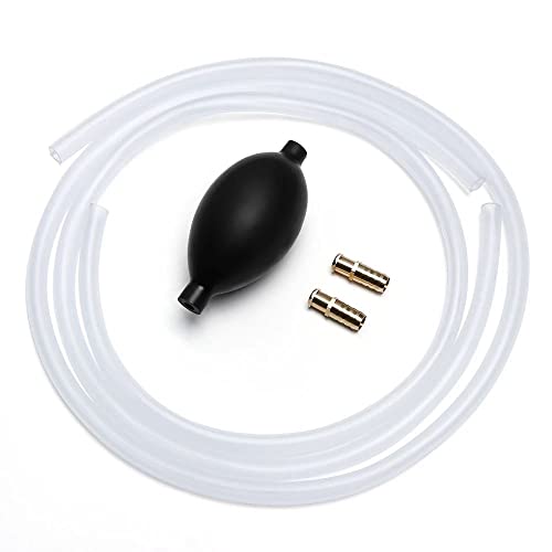 Manual Liquids Transfer Pump Kit, Hand Siphon Pump with 2 Durable PVC Hoses, Fuel Transfer Pump for Gasoline, Oil, Water, Diesel, Gas, Fluid(80cm) - size: 80cm