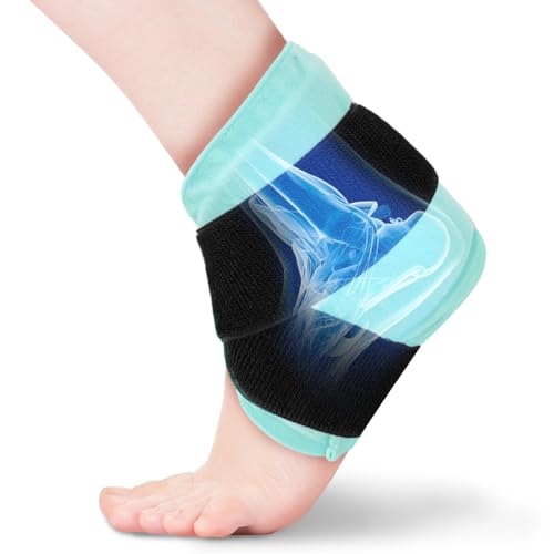 Ankle Heel Ice Pack Wrap Brace for Swelling,Gel Cold/Hot Therapy Wrap for Sprained Ankle, Achilles Tendonitis, Plantar Fasciitis,Foot Pain,Adjustable Strap,Reusable Compression Wrap (Green) - color: Green