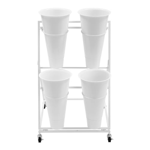 Flower Display Stand with 4 Buckets, 2 Layers, Cut Flowers Shelf Display Holder for Outdoor, Indoor, Patio, Garden, Living Room, Florist, White - style: 2 Layers 4 Buckets White