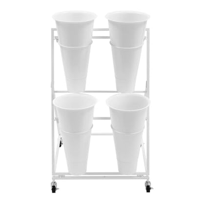 Flower Display Stand with 4 Buckets, 2 Layers, Cut Flowers Shelf Display Holder for Outdoor, Indoor, Patio, Garden, Living Room, Florist, White - style: 2 Layers 4 Buckets White