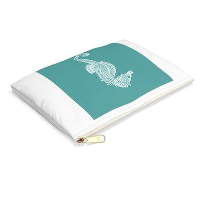 3dRose Teal blue seahorse print Sea Horse Ocean marine beach aquarium aquatic Accessory Pouch Large - size: Large