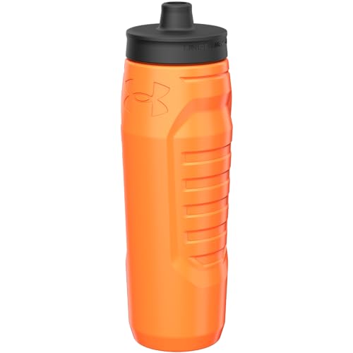 Under Armour Squeeze Water Bottles, 32 oz Water Bottles, Sideline Sports Water Bottle with Quick-Shot Lid, Quick & Easy Hydration, Gym Water Bottles, Squeeze Bottle, 1 32oz Bottle - color: Blaze Orange