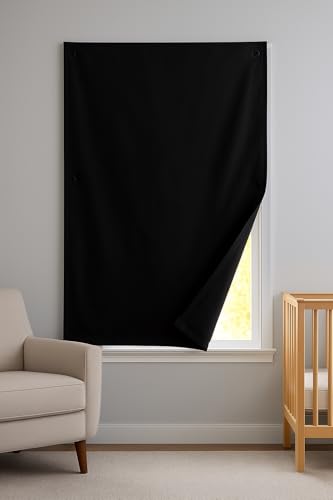 DREAM ART Anywhere Portable Blackout Curtain/Adjustable Blackout Shades/Temporary Blackout Blinds with Suction Cups for Nursery,Children Kids Bedroom or Travel Use,Black,1 pc W51xL71Inch(130X180cm)
