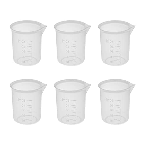 Othmro Measuring Cups 50ml PP Plastic Graduated Beaker Transparent for Lab Kitchen Liquids 6pcs - color: 50ml 6Pcs