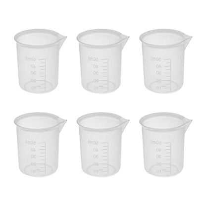 Othmro Measuring Cups 50ml PP Plastic Graduated Beaker Transparent for Lab Kitchen Liquids 6pcs - color: 50ml 6Pcs