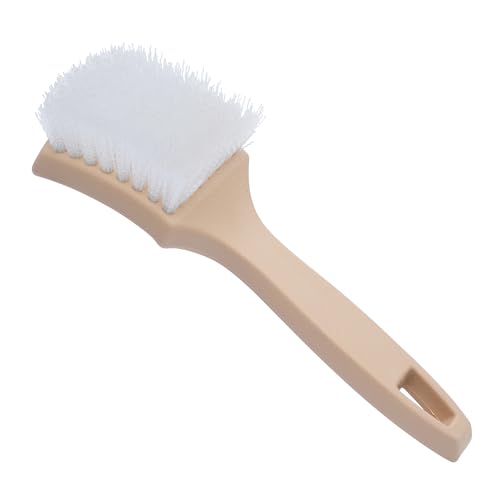 Nanoskin 8.5 Inch Multi-Purpose White Nylon Utility Scrub Brush - Ideal for Automotive Detailing, White Sidewall Tire Cleaning, Furniture Paint Stripping | Heavy Duty Nylon Bristles, Ergonomic Handle - color: White and Beige, size: 8.5"