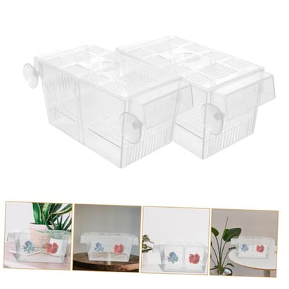 Hemoton 4pcs Floating Betta Fish Incubator Box Separator Breeder Box for Fish Tank Fry Breeding Case for Aquarium