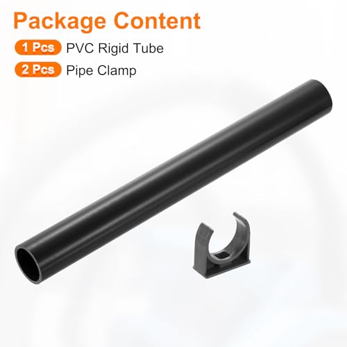 uxcell PVC Rigid Tube, 300mm Length Round Pipe Tubing, 27.2mm ID 32mm OD Plastic Tubes with Clamp for Aquarium, Water Cooling System, Cable Sleeve, Dark Gray - color: Dark Gray, size: 300mm x 27.2mm x 32mm