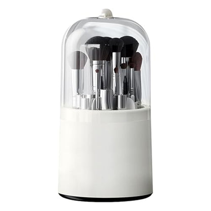 Plastic Makeup Brush Storage Organizer with Multiple Sections – Portable Rotating Cosmetic Brush Holder for Bathroom and Dressing Area,No Pattern - style: No Pattern