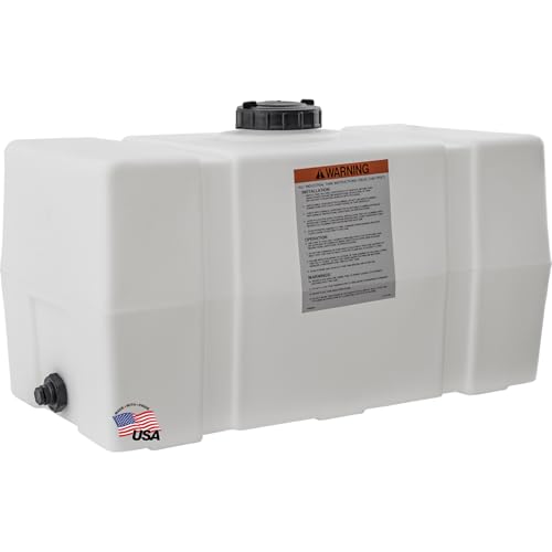 82123919 Horizontal Square Reservoir Water Tank, 50 Gallon, Made in USA, Natural Poly Tank for Non-Flammable Liquids, UV-Resistant, Ideal for Agricultural Use, RV Water Storage, White - size: 50 gallon
