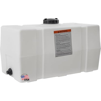 82123919 Horizontal Square Reservoir Water Tank, 50 Gallon, Made in USA, Natural Poly Tank for Non-Flammable Liquids, UV-Resistant, Ideal for Agricultural Use, RV Water Storage, White - size: 50 gallon