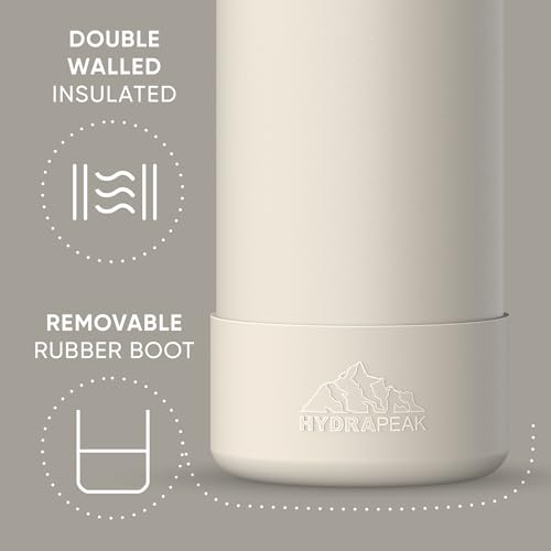 Hydrapeak 32oz Sport Insulated Water Bottle with Straw Lid, Leak & Spill Proof, Keeps Drinks Cold for 24 Hours, Hot for 12 Hours, Premium Stainless Steel Water Bottles (32oz, Stone) - color: Stone