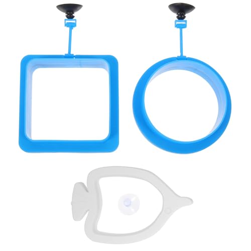 3pcs Aquarium Fish Feeding Rings Set Floating Plastic Fish Feeder Circles for Small Tanks Anti-Diffusion Blue Aquarium Accessories for Tank Feeding