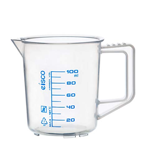 EISCO Measuring Jug, 100ml - Polypropylene - Screen Printed Graduations, Spout & Handle for Easy Pouring - Excellent Optical Clarity