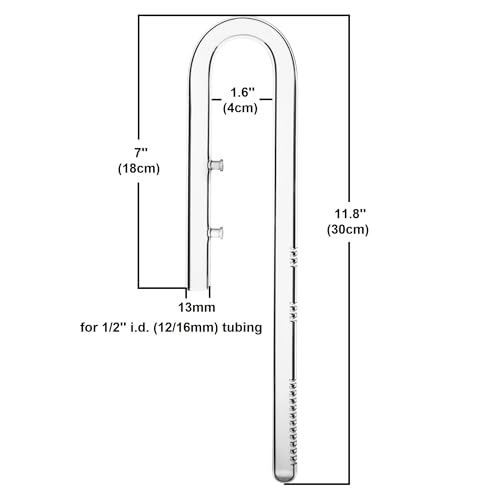 Glass Lily Pipe Set Outflow with Surface Skimmer & Multi-Level Water Intake (13mm for 12/16mm (1/2'' i.d.) tubing) - size: 13mm for 12/16mm (1/2'' i.d.) tubing