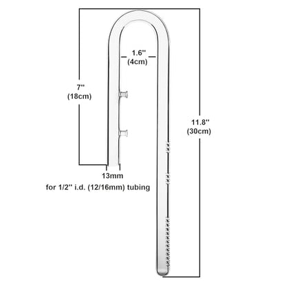 Glass Lily Pipe Set Outflow with Surface Skimmer & Multi-Level Water Intake (13mm for 12/16mm (1/2'' i.d.) tubing) - size: 13mm for 12/16mm (1/2'' i.d.) tubing